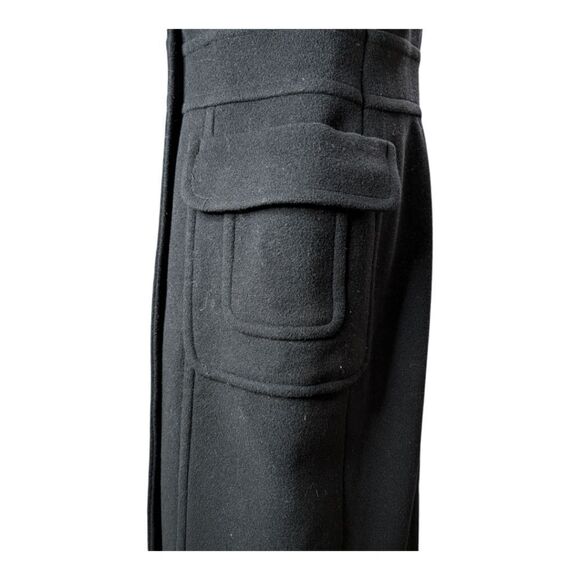 Black wool cashmere full length coat double- breasted, detachable fur lo… - Picture 13 of 14